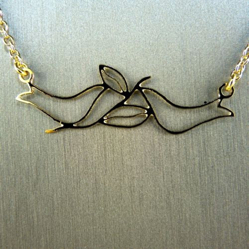 No Secret 2 Doves Woman's Gold Plated Pendant Necklace Orit Grader - ILoveThatGift
