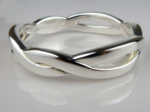 Simon Sebbag Criss Cross Braided Sterling Silver 925 Bangle Bracelet B1262 - ILoveThatGift