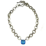 La Vie Parisienne Silver Ultra Blue Large Crystal Chain Necklace 1474G Popesco - ILoveThatGift