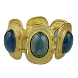 Kenneth Jay Lane Montana Blue or Amethyst Large Cabochon Satin Gold Bracelet KJL - ILoveThatGift