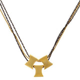 24K Gold Plated Geometric 3 Pendant 3 Chain Necklace Hagar Satat Handmade - ILoveThatGift