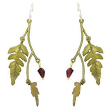 Fern Double Leaf Earrings with Garnet by Michael Michaud 3180 - ILoveThatGift