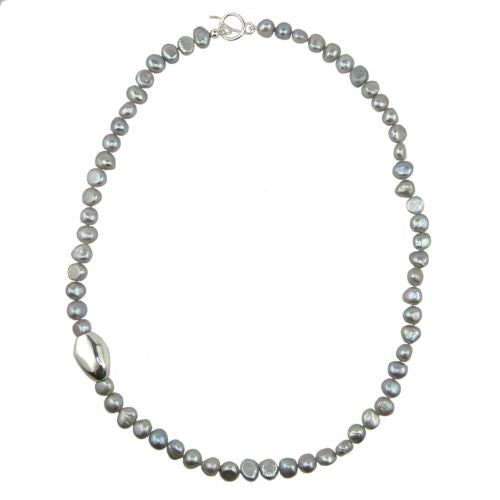 Simon Sebbag Sterling Silver Gray Pearl Beads Toggle Clasp Necklace 24 inches NB102GP24 - ILoveThatGift