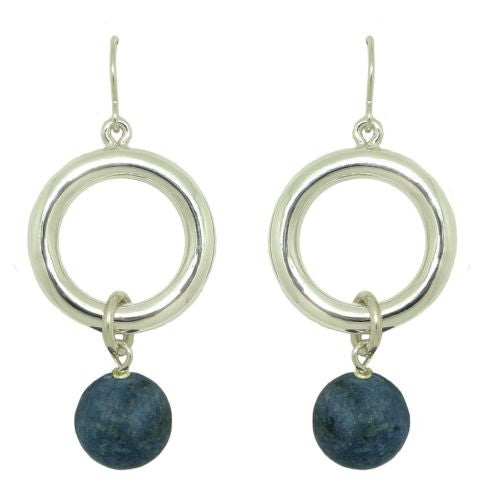 Simon Sebbag Sterling Silver Open Circle Matte Sodalite Drop Wire Dangle Earring EC22MSODA - ILoveThatGift