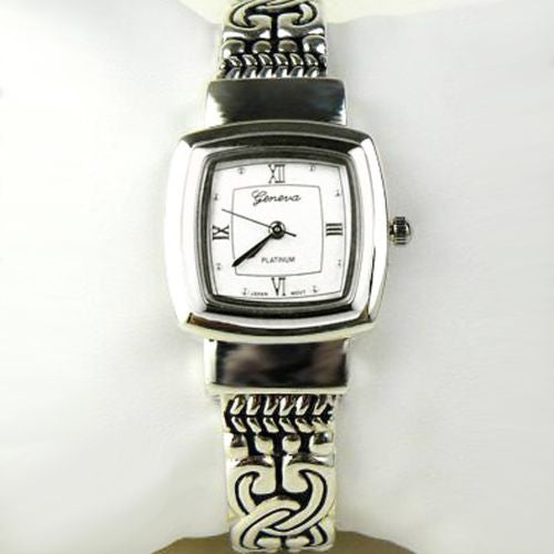 New Brighton Bay Geneva Silver 5225 Cuff Watch Bracelet - ILoveThatGift