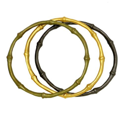 Bamboo Bangle Set Bracelet Gold Patinaed Bronze by Michael Michaud - ILoveThatGift