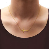 Dogeared Gold Dipped Faith Large Sideways Cross Necklace 18" - ILoveThatGift