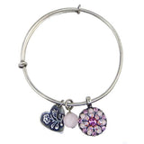 Mariana Guardian Angel Crystal Charm Bangle Bracelet 2230 Pink - ILoveThatGift