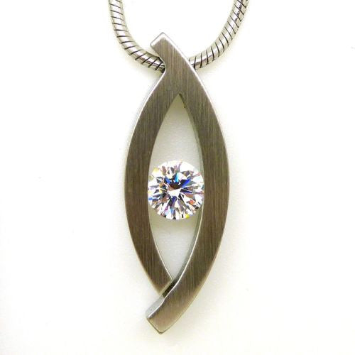 B.Tiff Deziras Pendant Stainless Steel Tension Set with 1.0ct Diamond Cut Round - ILoveThatGift