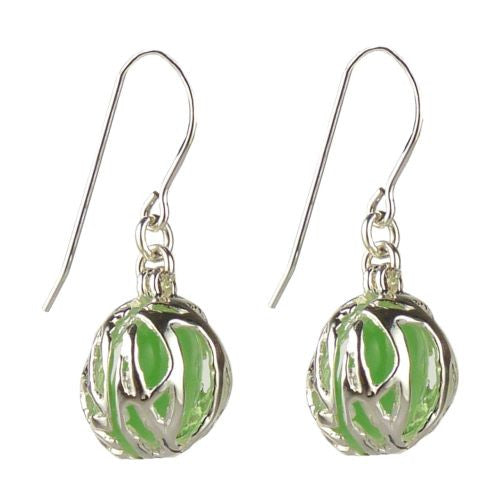 Betsy Frost Design Handmade Sterling Silver 925 Coral Earrings Green Cat Eye - ILoveThatGift