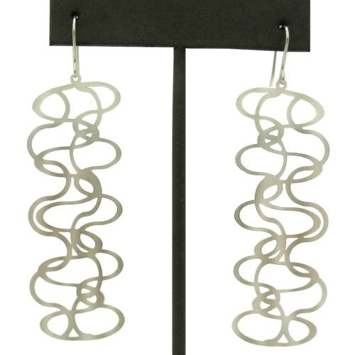 RAS Silver Plated Laser Cut Wavy Waves Earrings 3430 - ILoveThatGift