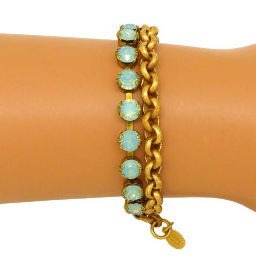 La Vie Parisienne Pacific Opal Swarovski Crystal Gold Chain Bracelet 1668G - ILoveThatGift