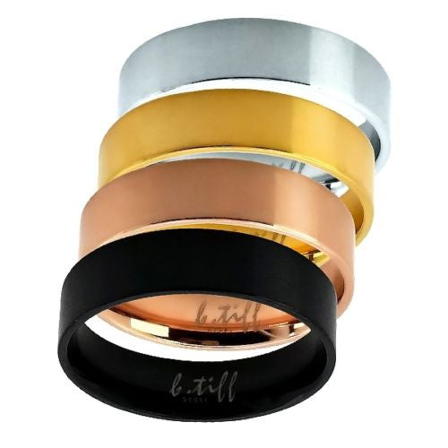 B.Tiff Stainless Steel Band Ring Silver Gold Rose Black Stack with others - ILoveThatGift