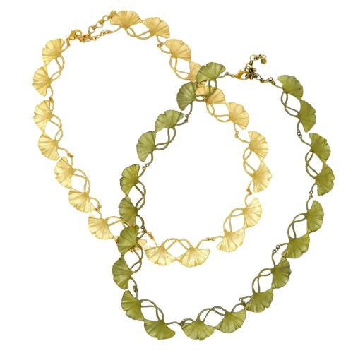 Ginkgo Gold or Green Leaf Adjustable 16" Bib Necklace by Michael Michaud Nature - ILoveThatGift