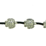 Large Turtle Raised Bracelet by Marah Silver Alloy Black Cotton - ILoveThatGift