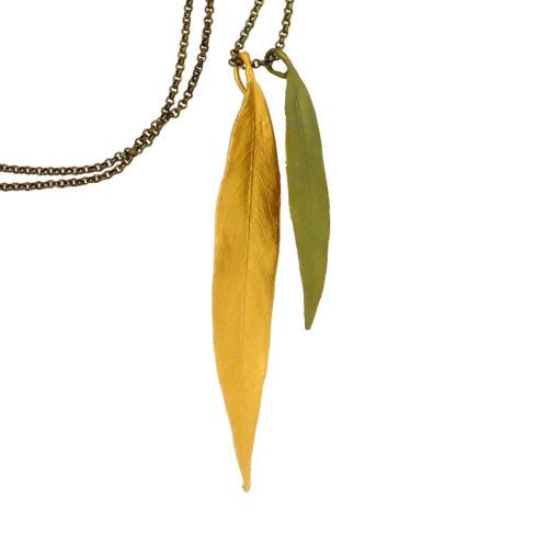 Weeping Willow Double Leaf Pendant Necklace by Michael Michaud 8945 - ILoveThatGift