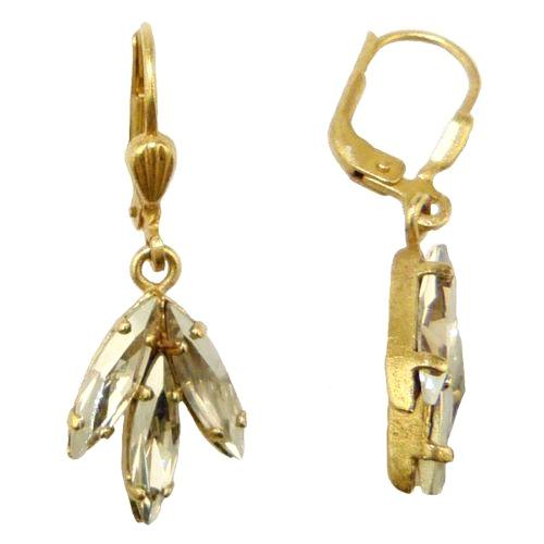 La Vie Parisienne Gold Leaf Triple Crystal Swarovski Earrings 4905G Catherine Popesco - ILoveThatGift
