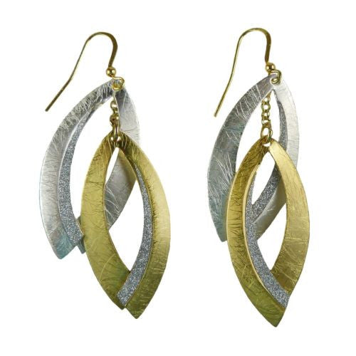 Gold tone Silver Sparkle Abstract Double Earrings RUSH Denis Charles - ILoveThatGift