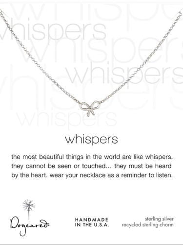 Dogeared Whispers Bow Necklace 18" Sterling Silver - ILoveThatGift