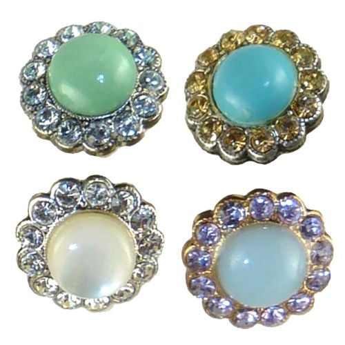 Amaro P024 Post Earrings Round Stud Swarovski Crystals Turquoise Citrine - ILoveThatGift