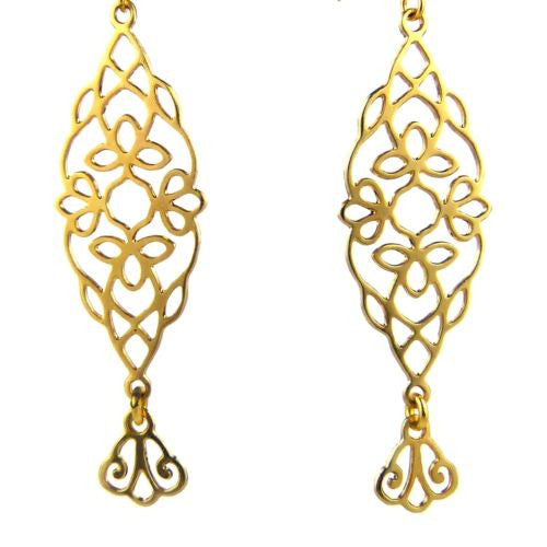 Oriental Anchor Gold Plated Lace Open Fretwork Earrings Orit Grader 808G - ILoveThatGift
