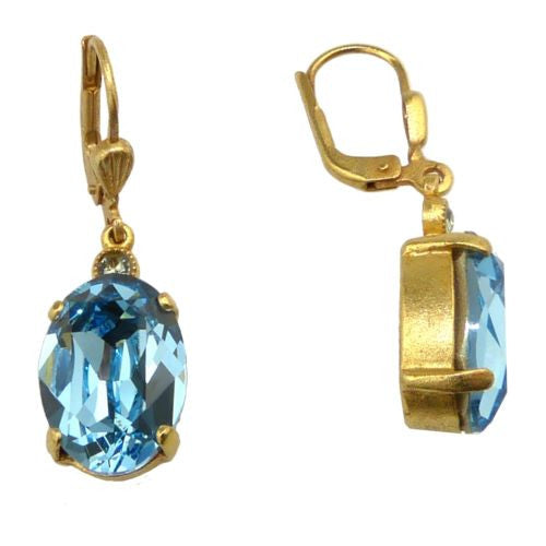La Vie Parisienne Earrings Swarovski Crystal Popesco 6527G Aqua Oval - ILoveThatGift