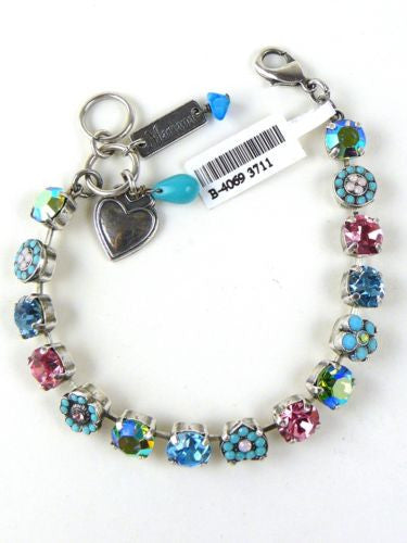 Mariana Handmade Swarovski Crystal  Silver Heart Bracelet  4069 3711 Pink Blue - ILoveThatGift