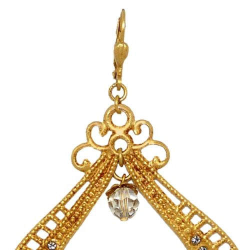 La Vie Parisienne Gold Crystal Large Openwork Earrings 9312G Black Diamond - ILoveThatGift