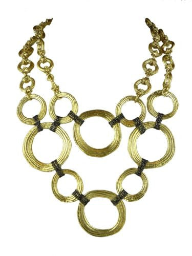 Karine Sultan 24K Gold Plated Circle Chain Bib Necklace - ILoveThatGift