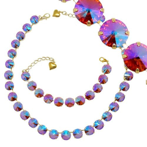 Pacific Flamingo Gold Necklace Bracelet SET Made of Swarovski Crystals - ILoveThatGift