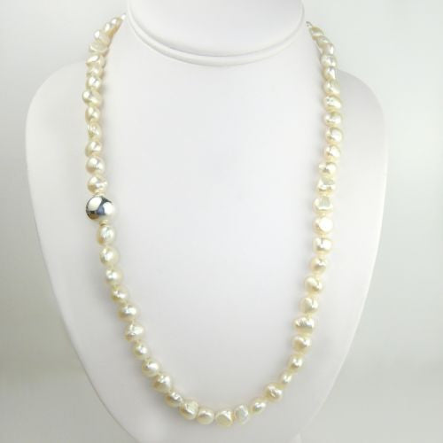 Simon Sebbag Sterling Silver White Pearl Beads Toggle Clasp Necklace 24 inches NB101P24 - ILoveThatGift