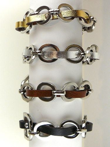 D and O Ring Chain Link Leather Bracelet by Rush wear with CC Skye - ILoveThatGift