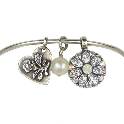 Mariana Guardian Angel Crystal Charm Bangle Bracelet 001 Clear Opal - ILoveThatGift
