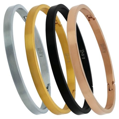 B.Tiff Stainless Steel Bangle Bracelet Silver Gold Rose Black Stack with others - ILoveThatGift