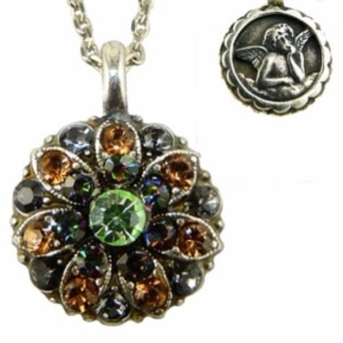 Mariana Guardian Angel Crystal Pendant Silver Necklace 3401 Green Topaz Black - ILoveThatGift