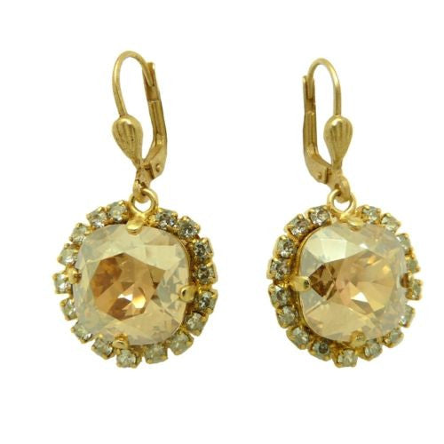 La Vie Parisienne Earrings Gold Swarovski Crystal Surrounded 4537 Champagne - ILoveThatGift