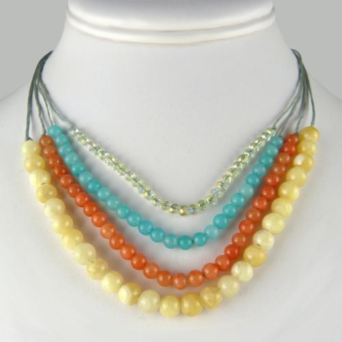 Callie Silver Semi Precious Gemstones on Leather Rope Necklace Elly Preston - ILoveThatGift