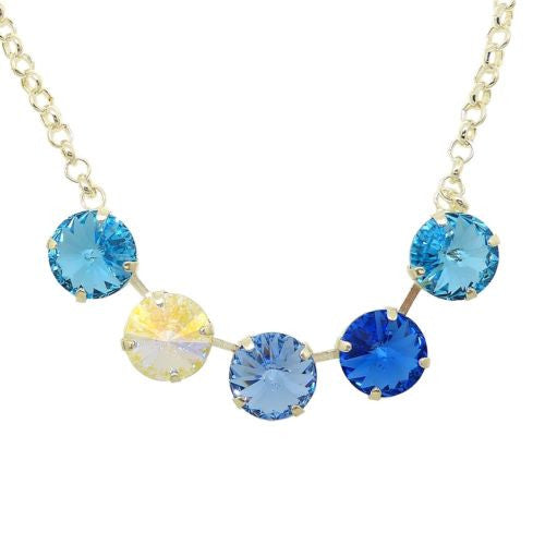 Handmade 5 Swarovski Crystal Pendant Gem Necklace Sky Blue - ILoveThatGift