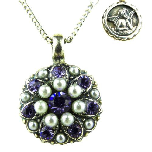 Mariana Guardian Angel Crystal Pendant Necklace 5212 M48539 Violet Pearl - ILoveThatGift