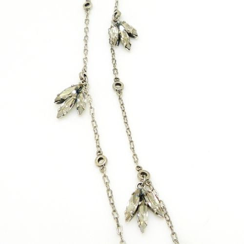 La Vie Parisienne Silver Convertible Clear Crystal Leaves Chain Necklace 1450 - ILoveThatGift