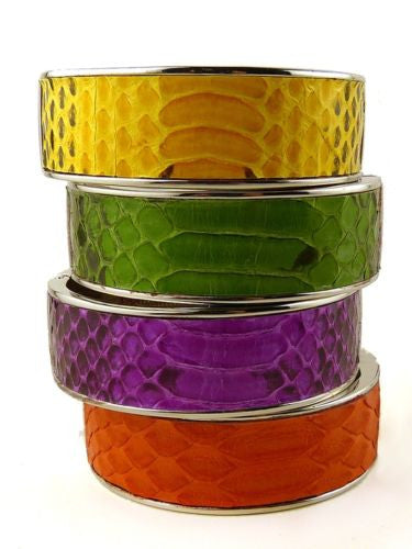 Kemestry Handmade Leather Hinged Cuff Bangle Bracelet Made in USA Bright - ILoveThatGift