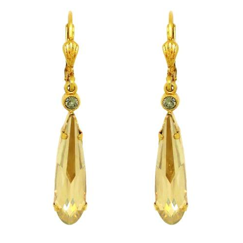 La Vie Parisienne Earrings Swarovski Crystal Champagne Gold  Teardrop Earrings - ILoveThatGift