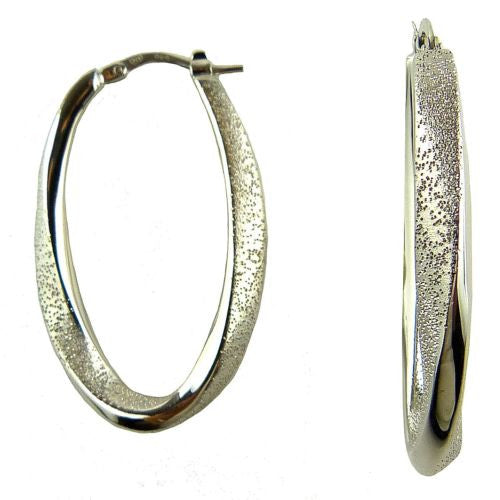 Charles Garnier Celia 35 Sterling Silver Oval Mobius Hoop Earrings Rhodium Const - ILoveThatGift