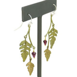 Fern Double Leaf Earrings with Garnet by Michael Michaud 3180 - ILoveThatGift