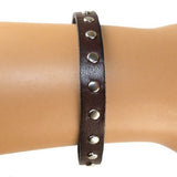 Brown Leather Bracelet with Brushed Stainless Rivets Trades of the East - ILoveThatGift