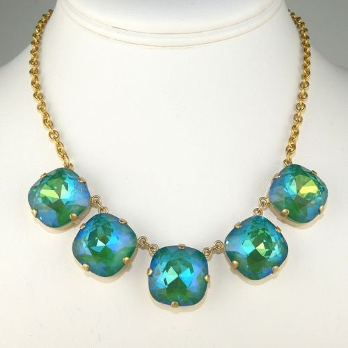 La Vie Parisienne Gold Large Ocean Crystal Faceted Necklace 1486G Popesco - ILoveThatGift