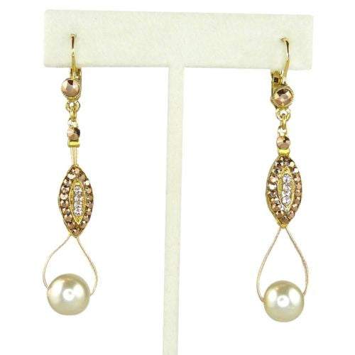 Seasonal Whispers Drop Earrings Rose Gold White Pearls Swarovski Crystals 2993 - ILoveThatGift