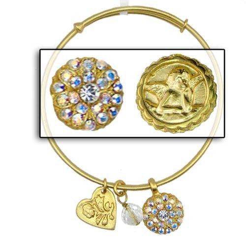 Mariana Guardian Angel Crystal Charm Bangle Bracelet Matte Gold 001AB Clear AB - ILoveThatGift
