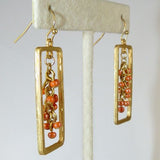 Uptown Girls Coral Satin Gold Rectangular Bead Earrings 0305344G - ILoveThatGift