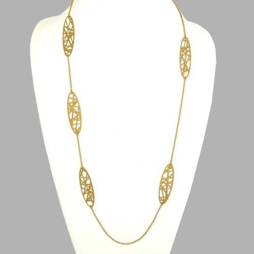 RAS Gold Plated Laser Cut Crossroad Geometric Necklace 40" Long 3556 - ILoveThatGift